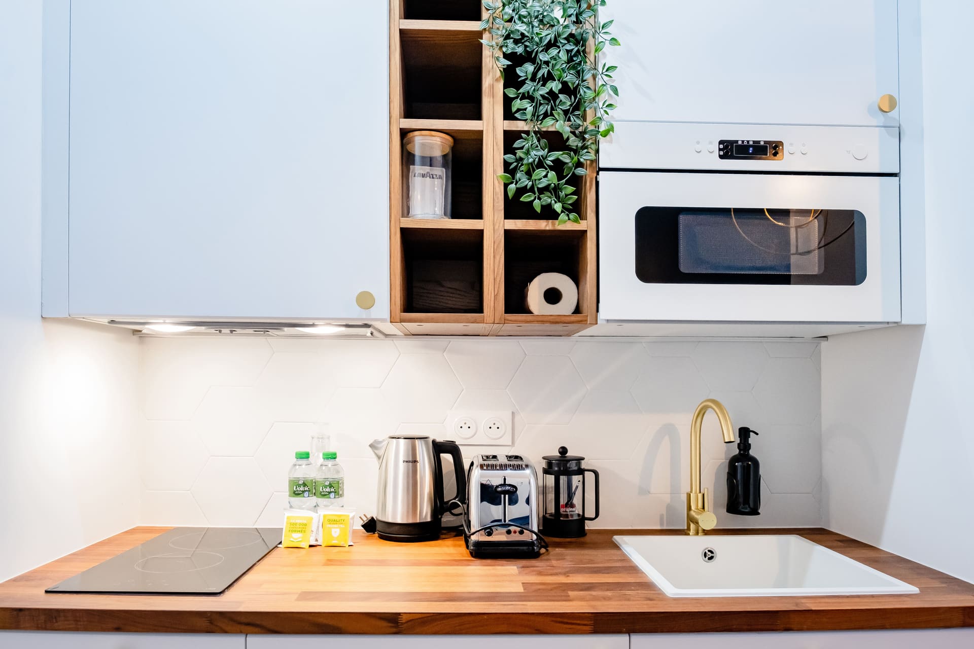 Détail de la cuisine et du plan de travail